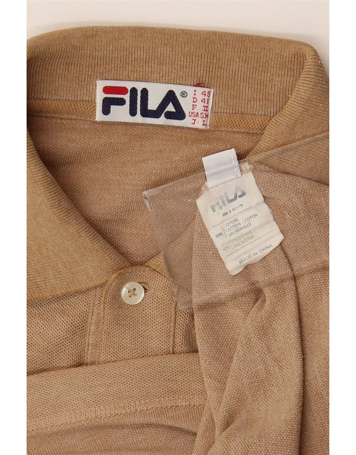 FILA Polo Homme IT 48 Coton Moucheté Marron Moyen