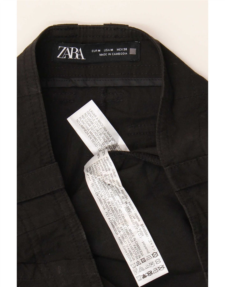 Zara Pantalon Cargo Droit Femme Moyen W28 L25 Coton Noir