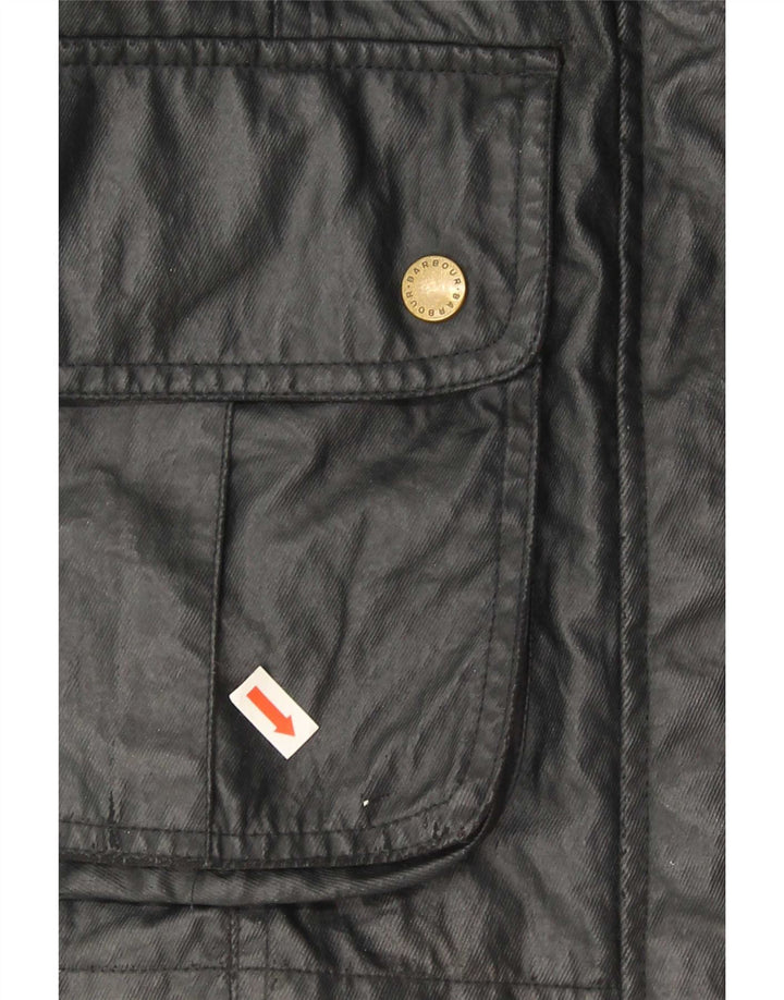Barbour Veste militaire en simili cuir pour femme UK 14 Large Noir Polyester