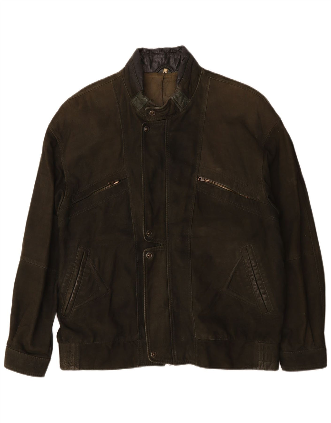 veste en cuir homme vintage IT 48 Kaki moyen