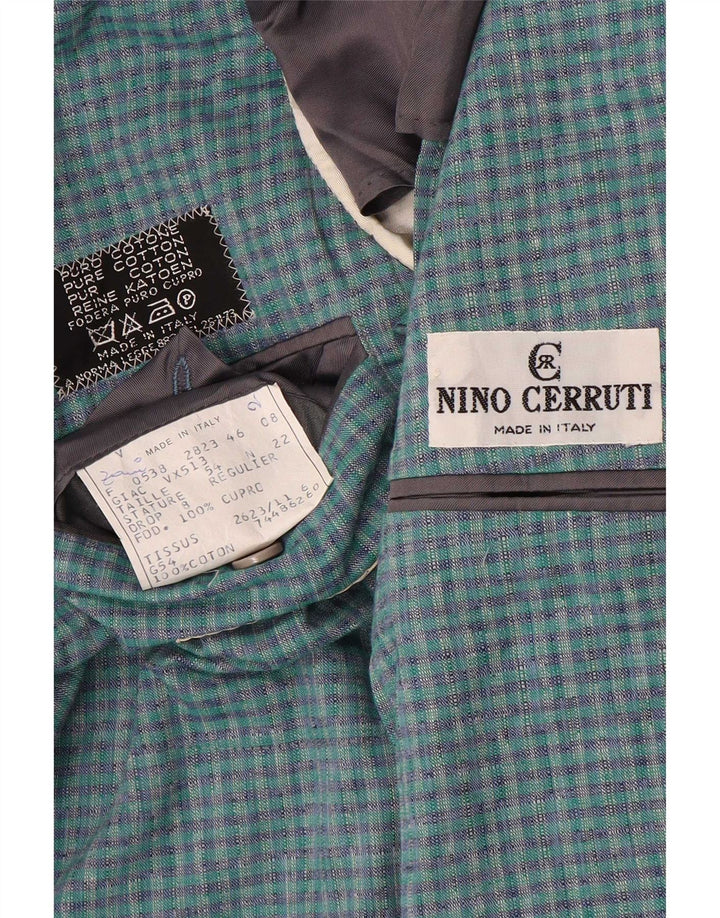 Nino Cerruti Veste Blazer 2 Boutons Homme IT 54 2XL Bleu à Carreaux Coton