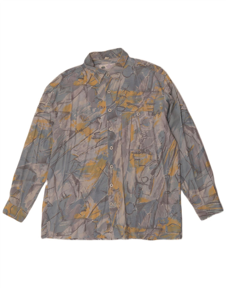 C&A Hommes Nouvelle Chemise Rapide Taille 16 Grande Viscose Géométrique Bleue