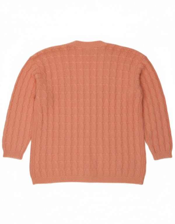 vintage Femme Cardigan Pull UK 18 XL Coton Rose