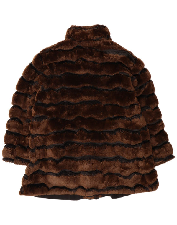 Petite M. Manteau réversible en fausse fourrure pour femme UK 20 2XL Marron rayé