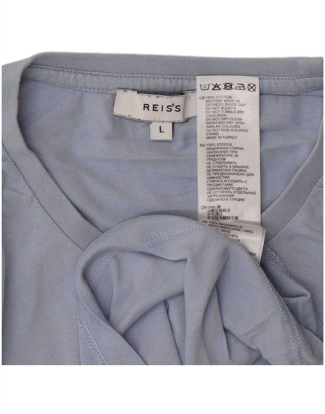 Reiss T-Shirt Homme Haut Large Bleu Coton