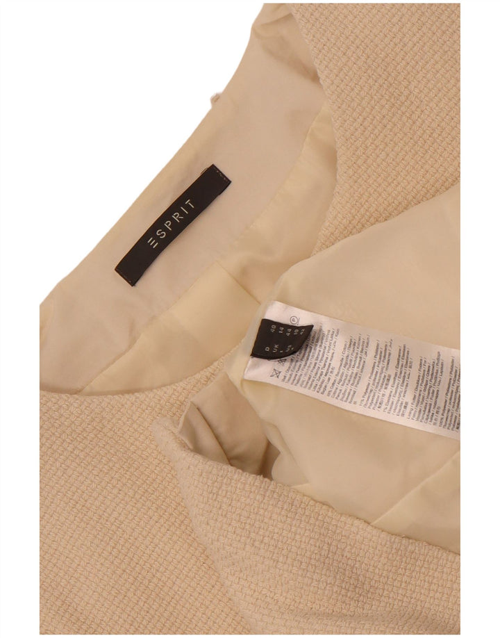 Esprit Womens Crop Full Zip Blazer Jacket UK 14 Grand Coton Blanc