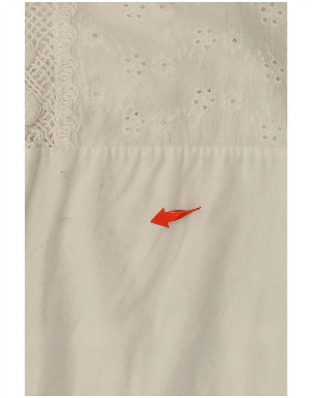 VINTAGE Femme 3/4 Manches Chemise Blouse UK 14 Moyen Blanc Floral Coton