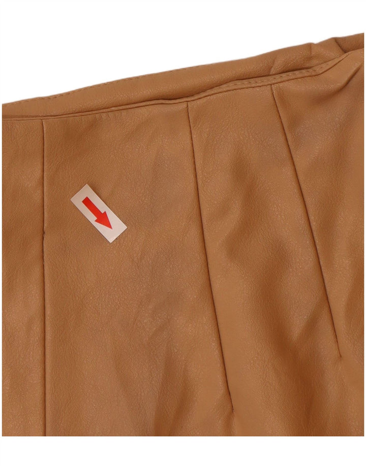 Zara Femme Short En Cuir Petit W26 Beige Polyuréthane