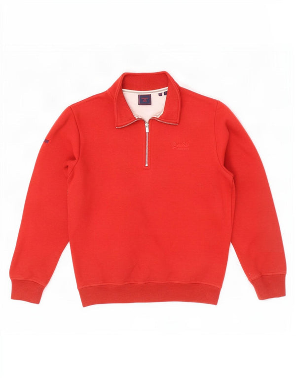 Superdry Sweat-Shirt Zip Neck Homme Rouge Moyen Coton