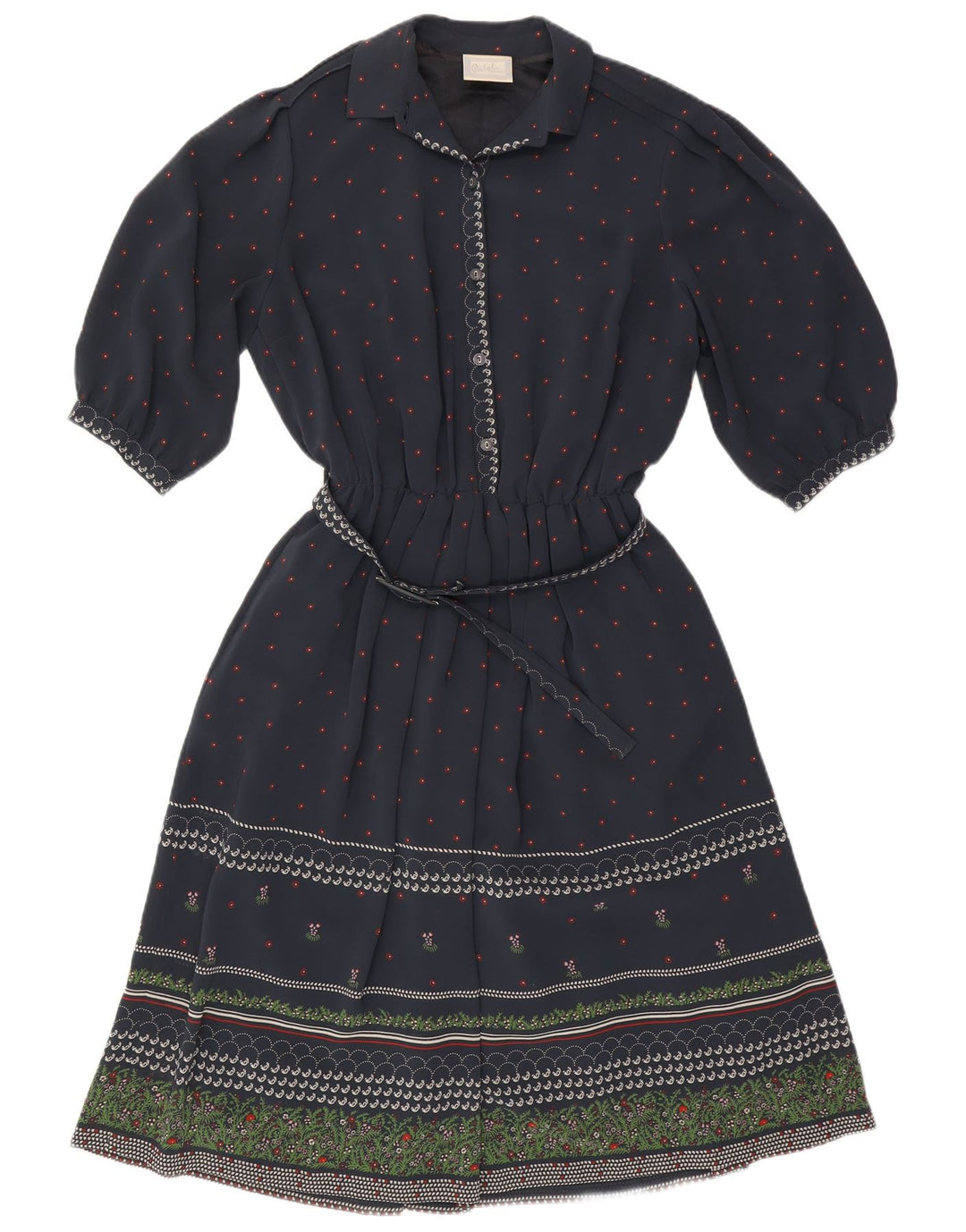 RALPH Robe trapèze à manches 3/4 pour femme EU 46 XL Bleu marine Floral Polyester