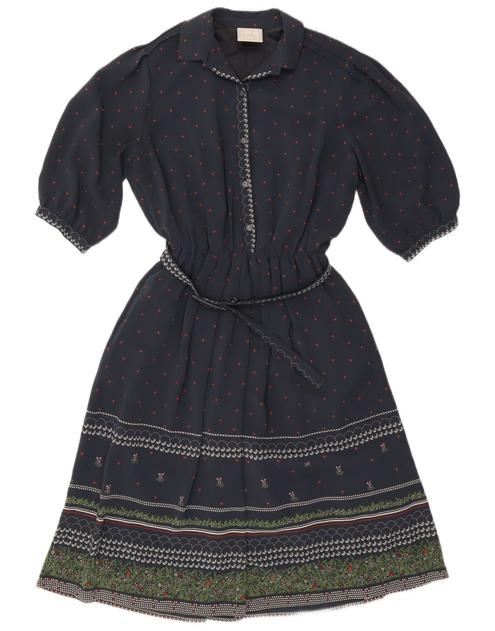 RALPH Robe trapèze à manches 3/4 pour femme EU 46 XL Bleu marine Floral Polyester