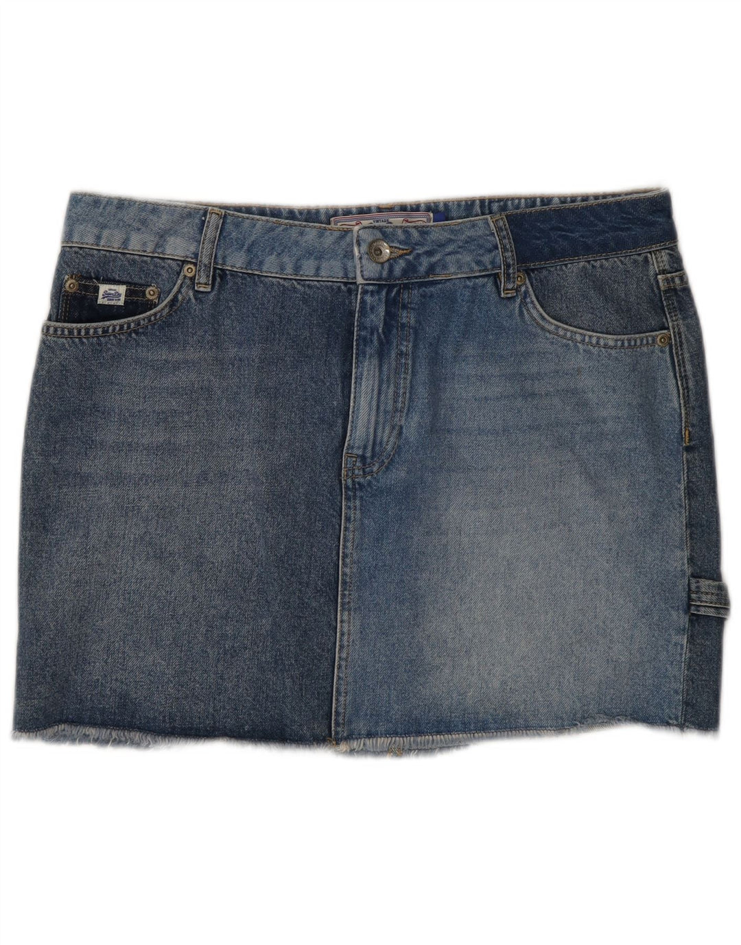 Superdry Femme Jupe En Jean W30 Bleu Moyen Coton