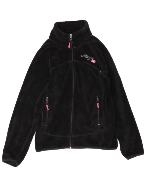 Geographical Norway Womens Fleece Jacket UK 14 Medium Black Polyester