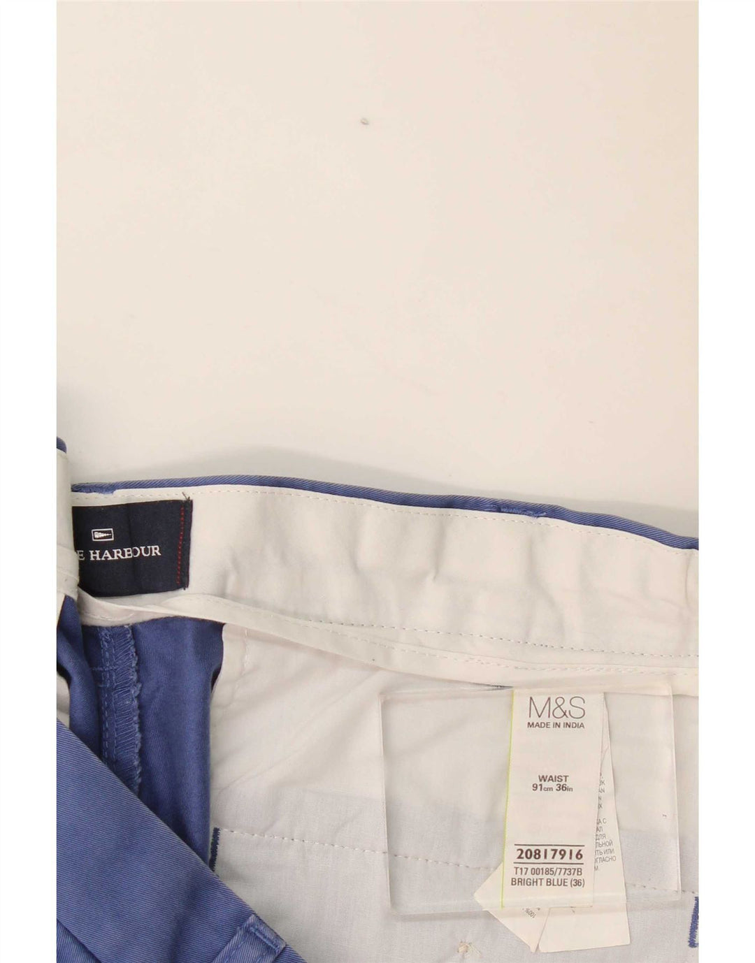 Marks & Spencer Short chino Blue Harbour W36 pour homme en coton bleu moyen