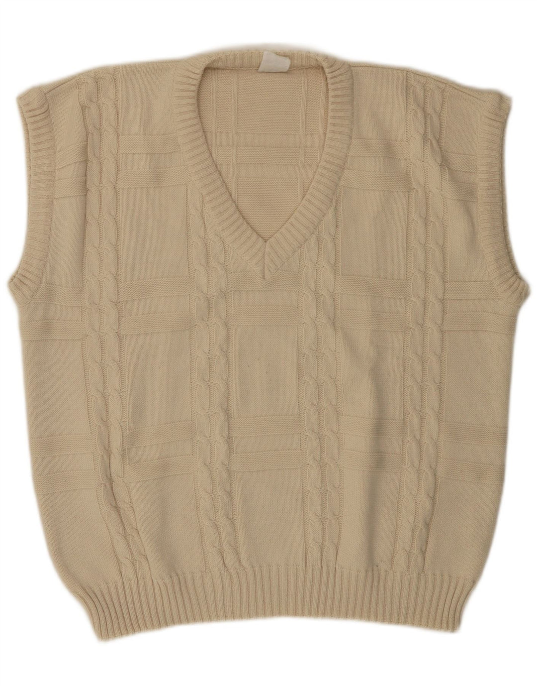 VINTAGE Homme Gilet Débardeur IT 52/54 Grand Blanc Cassé Polyacrylique