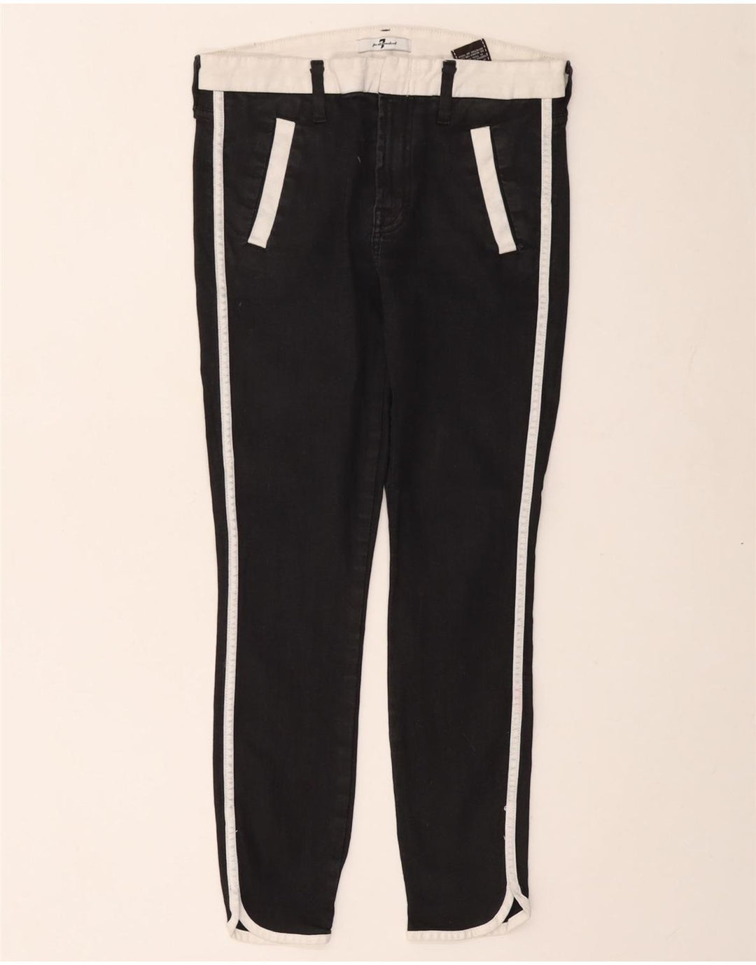 7 For All Mankind Jean skinny court W27 L25 en coton color block noir