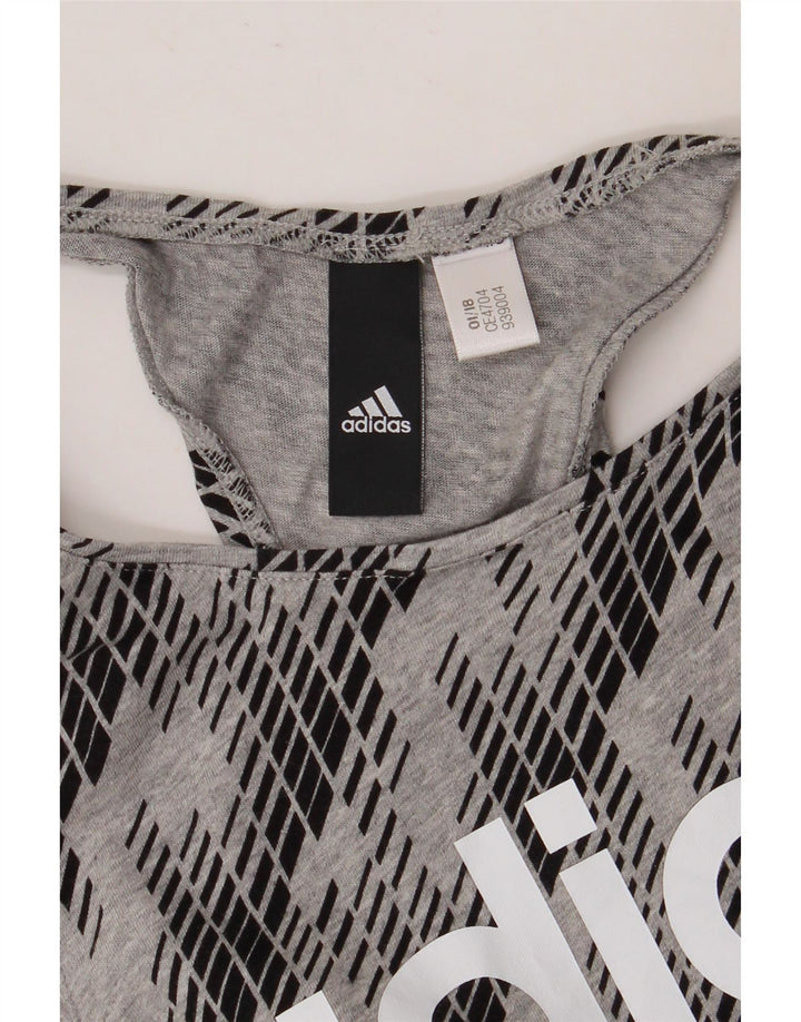 Adidas Débardeur graphique pour femme UK 8 Petit Gris Géométrique