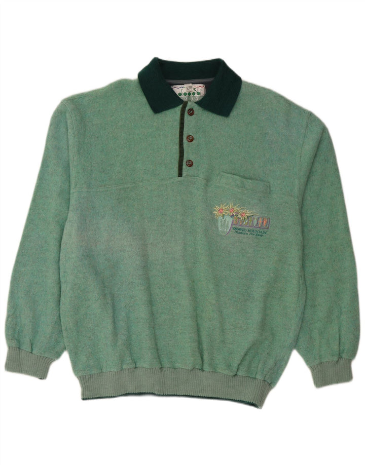 DIADORA Pull col polo homme grande laine verte