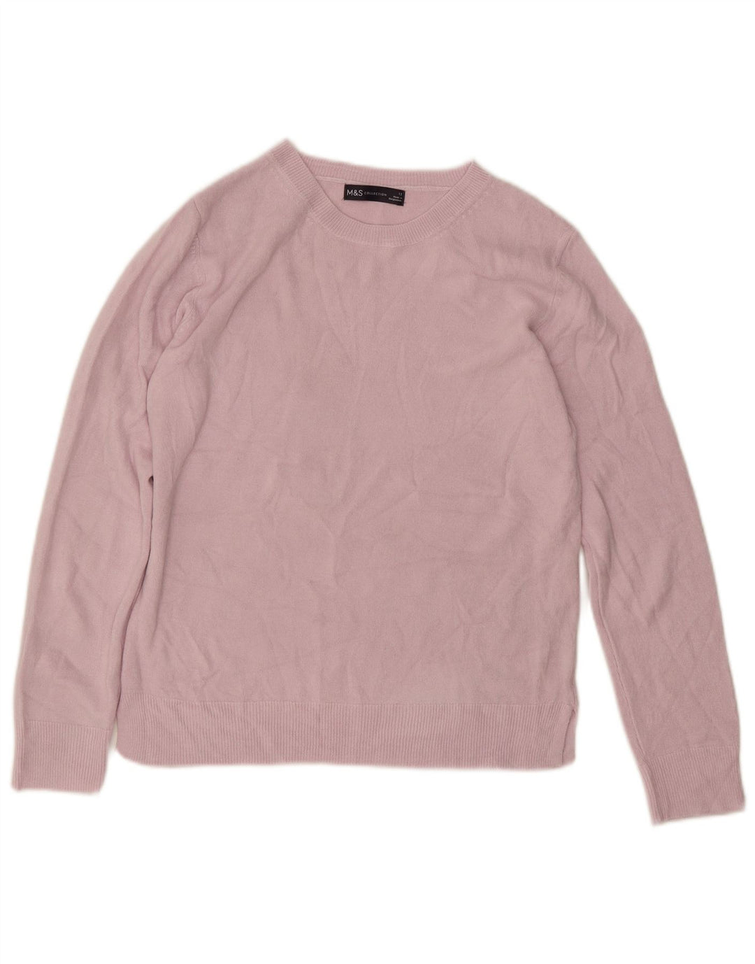 Marks & Spencer Pull à col rond pour femme UK 12 Acrylique rose moyen