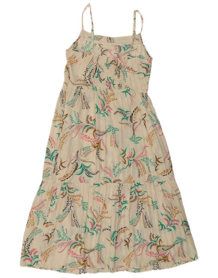 Marks & Spencer Robe d'été pour femme UK 12 Medium Off White Floral Viscose