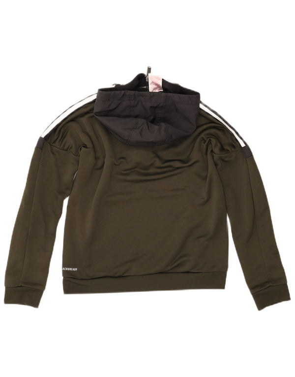 ADIDAS Pull à capuche à col zippé Aeroready pour garçon 11-12 ans Vert Polyester