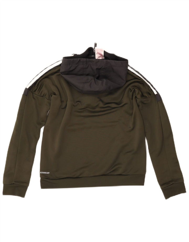 ADIDAS Pull à capuche à col zippé Aeroready pour garçon 11-12 ans Vert Polyester