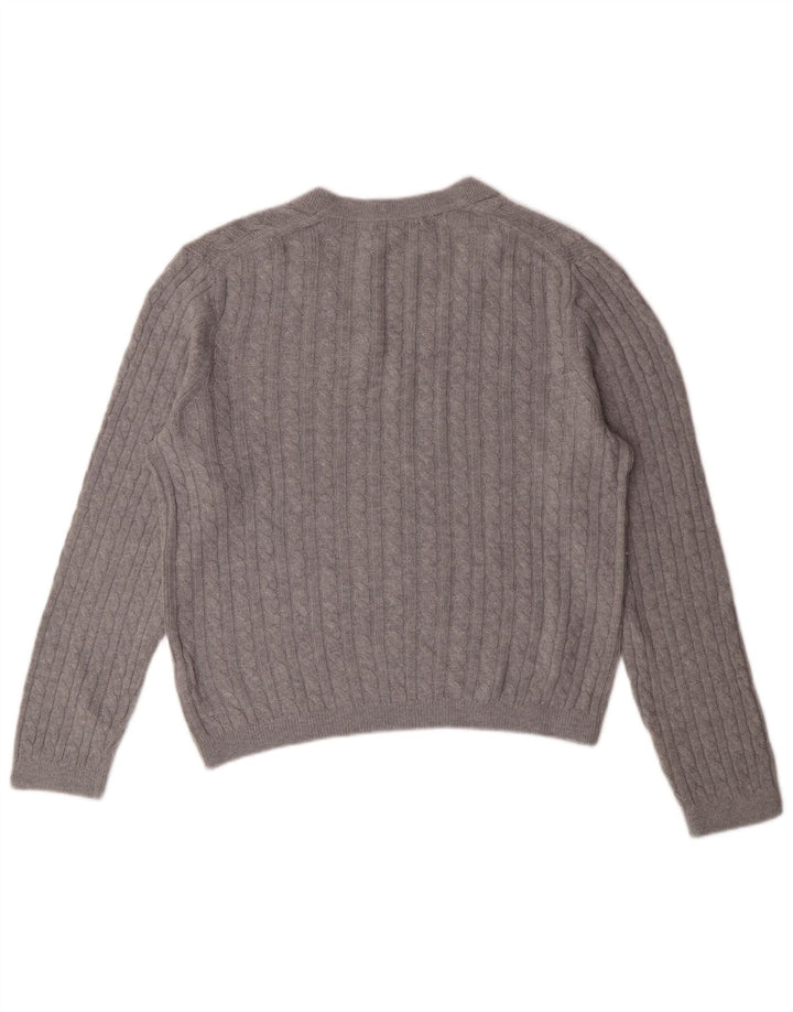 TOMMY HILFIGER Pull col en V pour femme UK 12 Nylon gris moyen