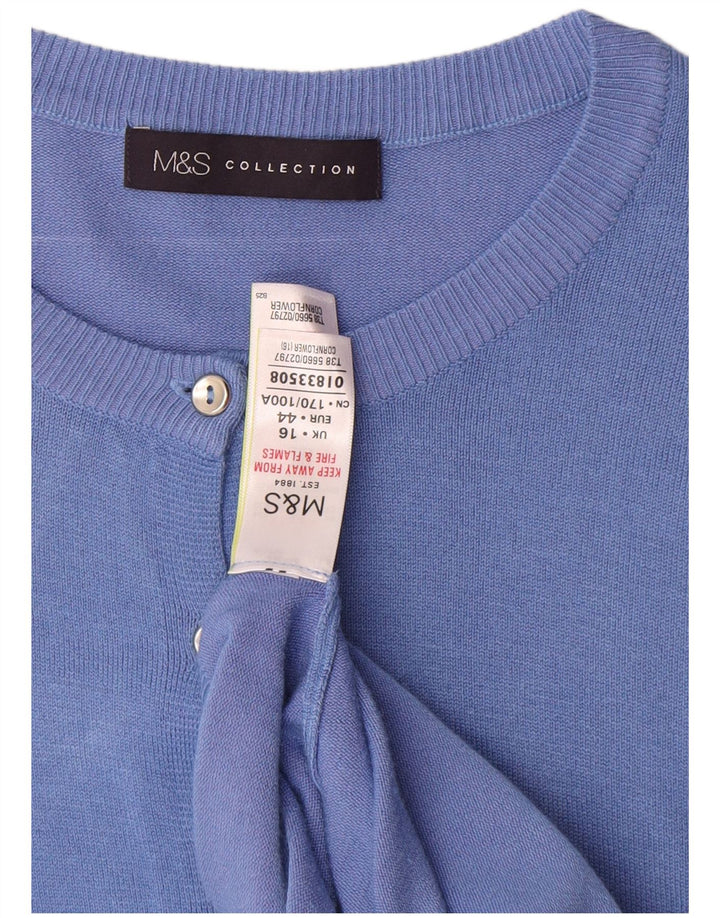Marks & Spencer Pull Cardigan Femme UK 16 Large Bleu Viscose