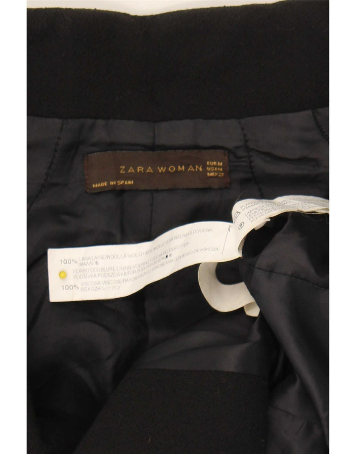 Zara Veste Blazer Femme UK 12 Laine Noir Moyen