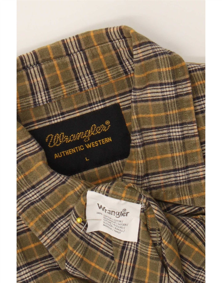 Wrangler Chemise en flanelle pour homme en coton à carreaux kaki