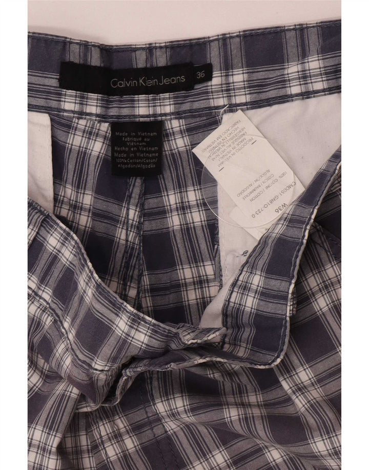 Calvin Klein Short cargo pour homme W36 en coton à carreaux bleu marine Taille L