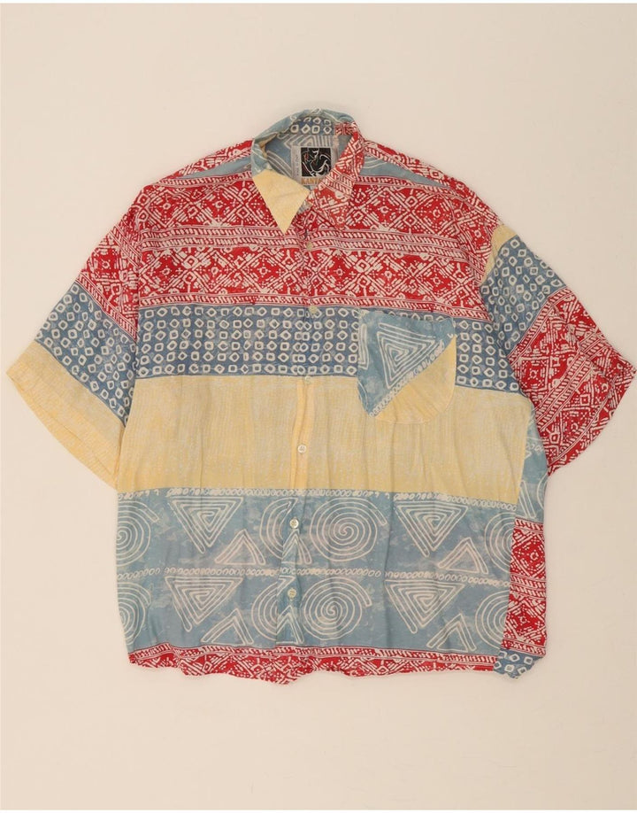 KANTAROS Mens Short Sleeve Shirt Medium Multicoloured Colourblock Viscose Vintage Kantaros and Second-Hand Kantaros from Messina Hembry 