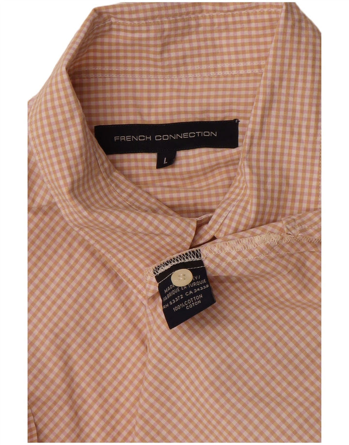 FRENCH CONNECTION Chemise à manches courtes pour homme en coton vichy beige