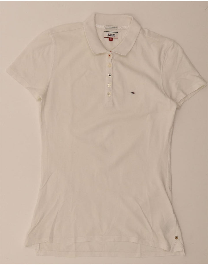 Tommy Hilfiger Polo Femme UK 12 Coton Blanc Moyen