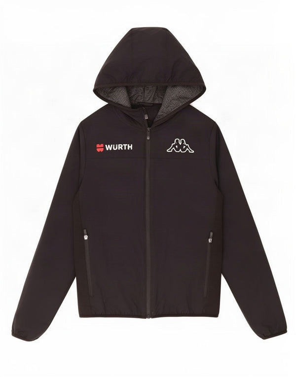 Kappa Veste coupe-vent graphique à capuche pour homme UK 36 Small Noir Polyamide