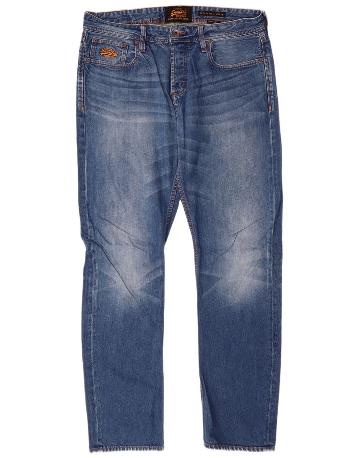 Superdry Homme Copperfill Loose Slim Jean W34 L32 Bleu Coton