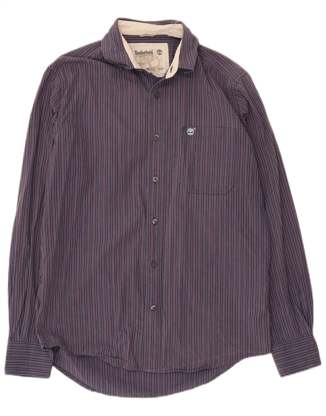Timberland Chemise Regular Fit Homme Petit Coton Rayé Bleu Marine