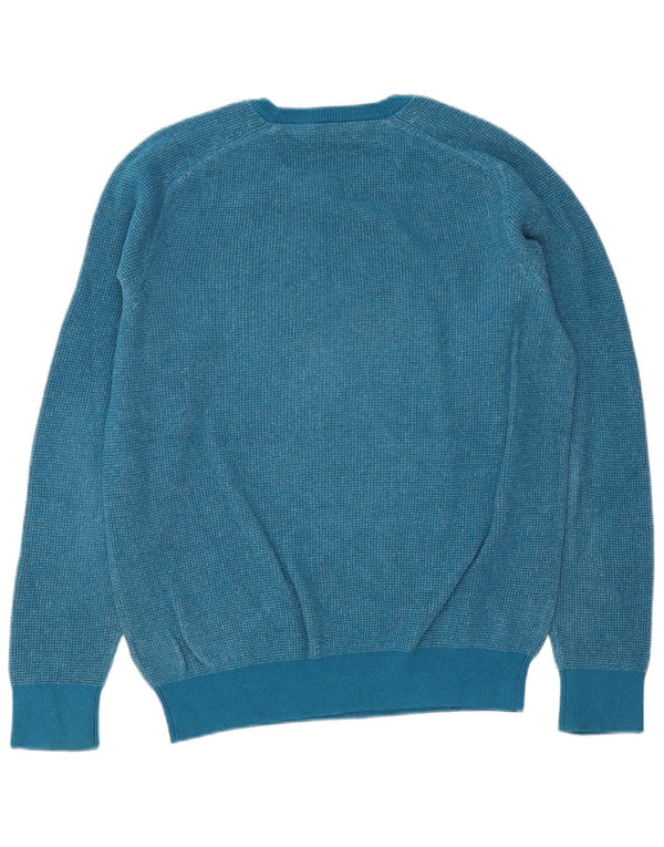 Crew Clothing Pull à col rond pour homme en coton moucheté bleu petit