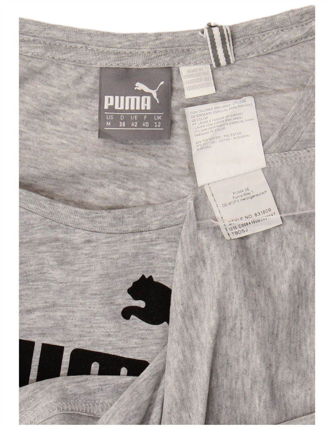 Puma T-shirt graphique pour femme UK 12 Gris moyen Polyester