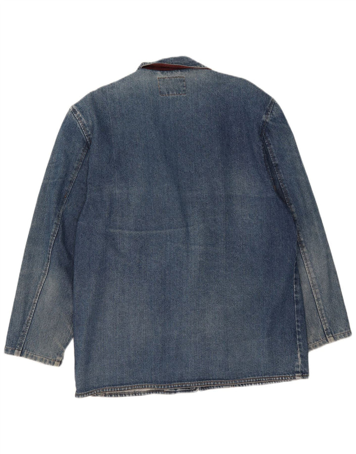 vintage Homme 1 Bouton Denim Blazer Veste IT 48 Coton Bleu Moyen