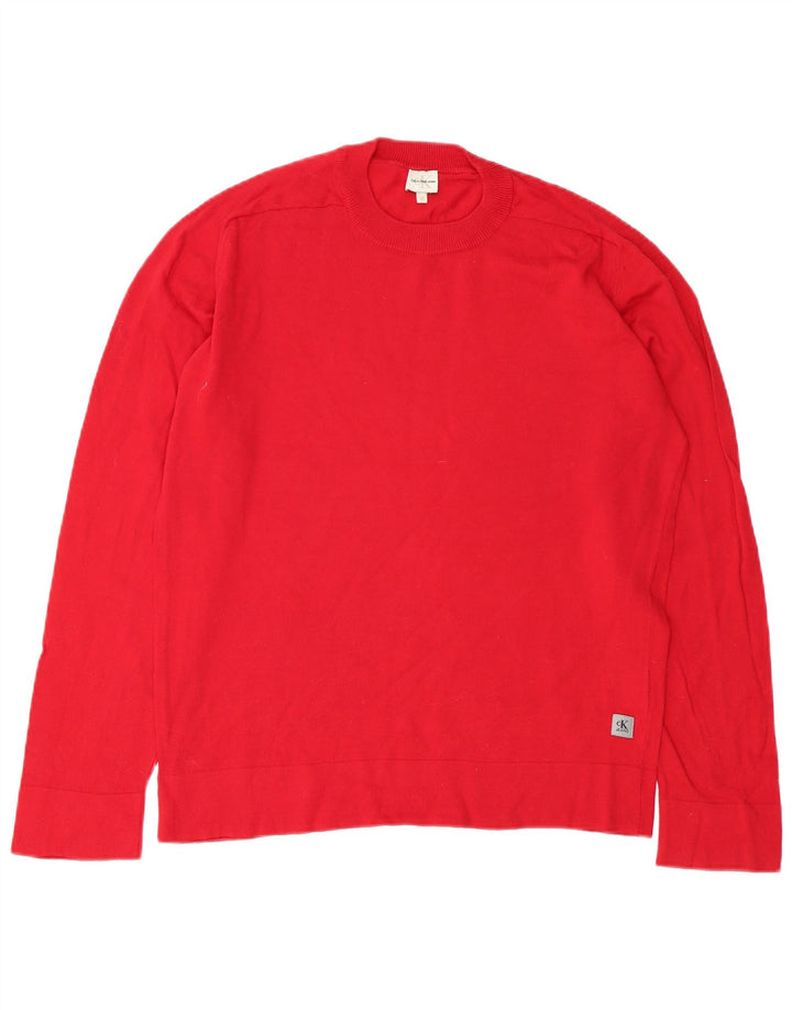 Calvin Klein Jeans Pull Ras du Cou Homme Rouge Moyen Coton
