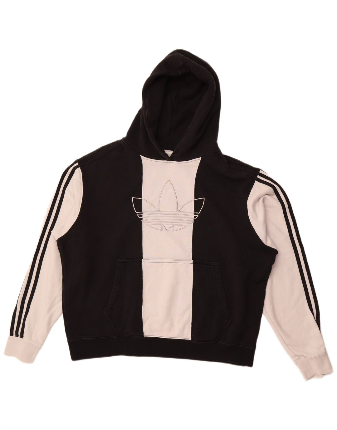 ADIDAS Pull à capuche graphique pour hommes, grand coton color block noir