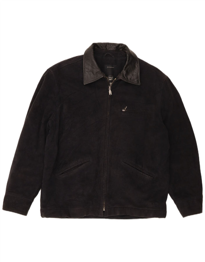 Gas Mens Bomber Jacket UK 40 Large Bleu Marine Coton