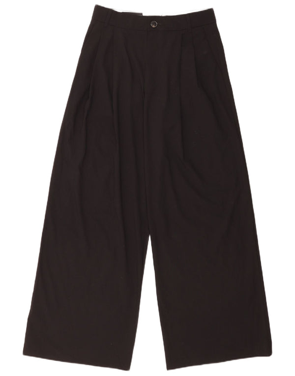 Zara Pantalon décontracté taille haute à jambe large pour femme Petit W26 L31 Noir
