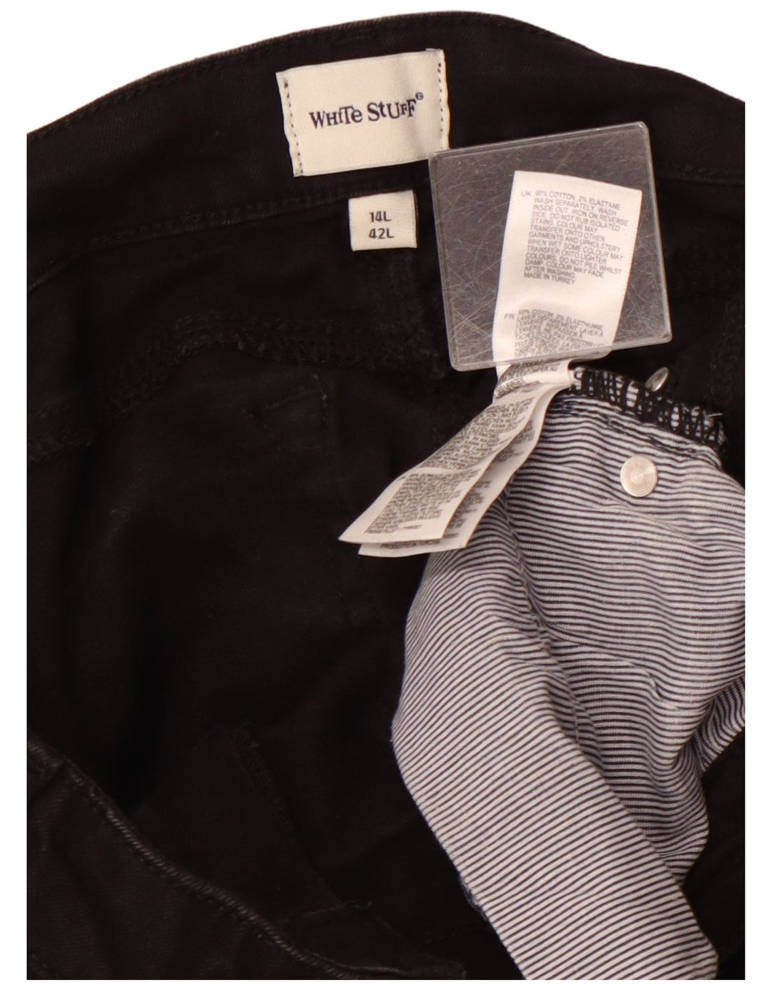 WHITE STUFF Jean skinny taille haute pour femme UK 14 Large W32 L29 Noir