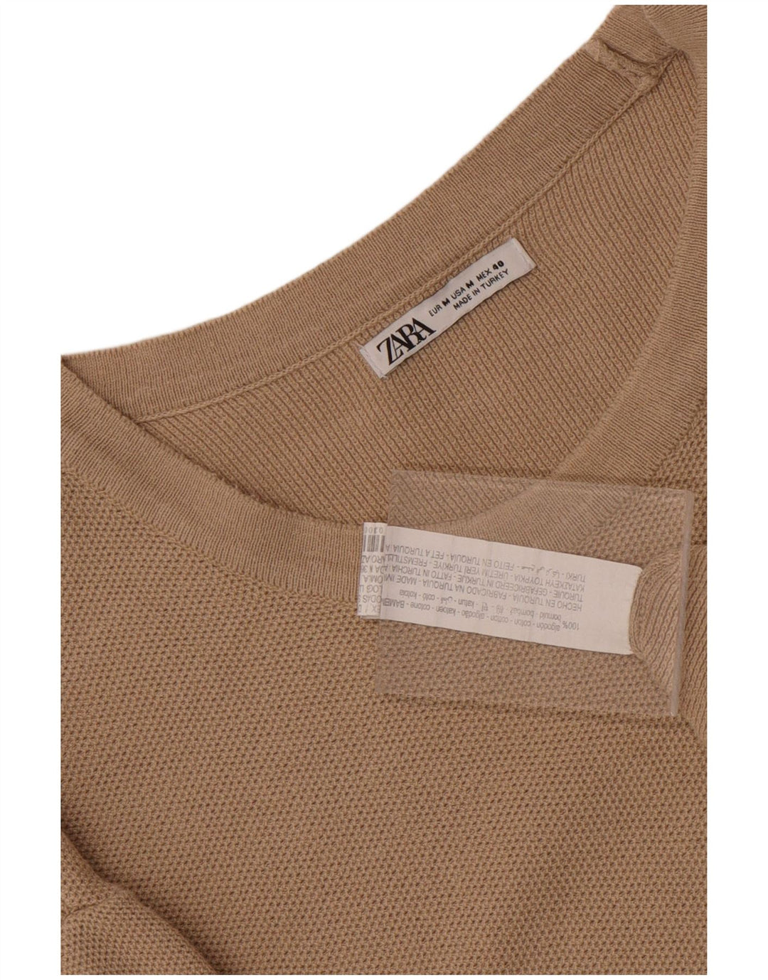 Zara T-shirt à manches courtes pour homme en coton marron moyen