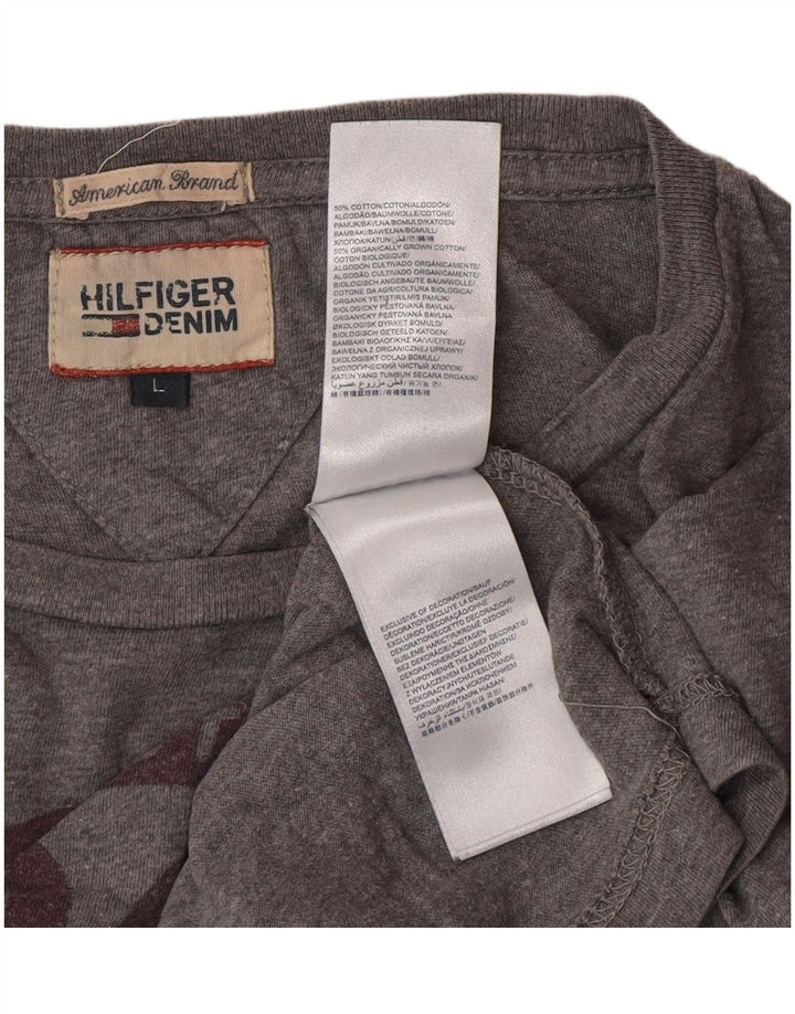 TOMMY HILFIGER Haut graphique à manches longues pour hommes en coton gris moyen