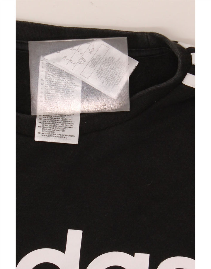 Adidas Sweat-shirt graphique pour homme en coton noir Taille L