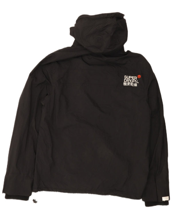Superdry Veste coupe-vent à capuche graphique pour femme UK 18 XL Nylon noir