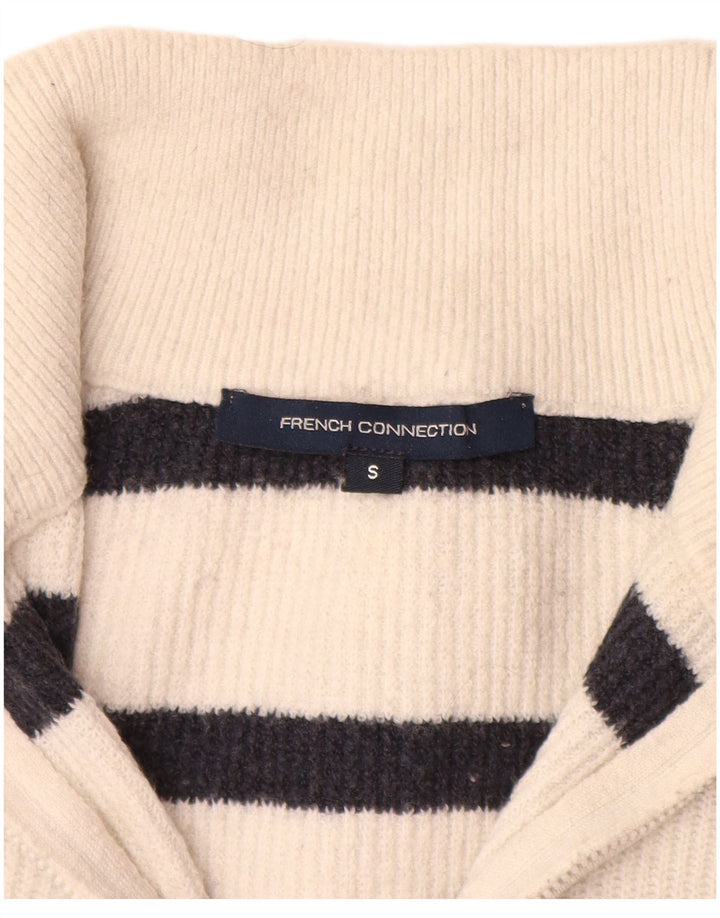 FRENCH CONNECTION Pull court à col zippé pour femme UK 10 Petit Blanc